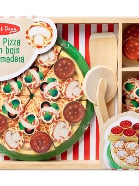 Melissa & Doug Wooden Pizza Playset - Green and Red